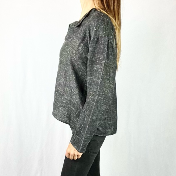 🖤Black Blended Fabric Boho Style Loose Cotton Hippie Peasant Blouse Shirt Top - Picture 3 of 12